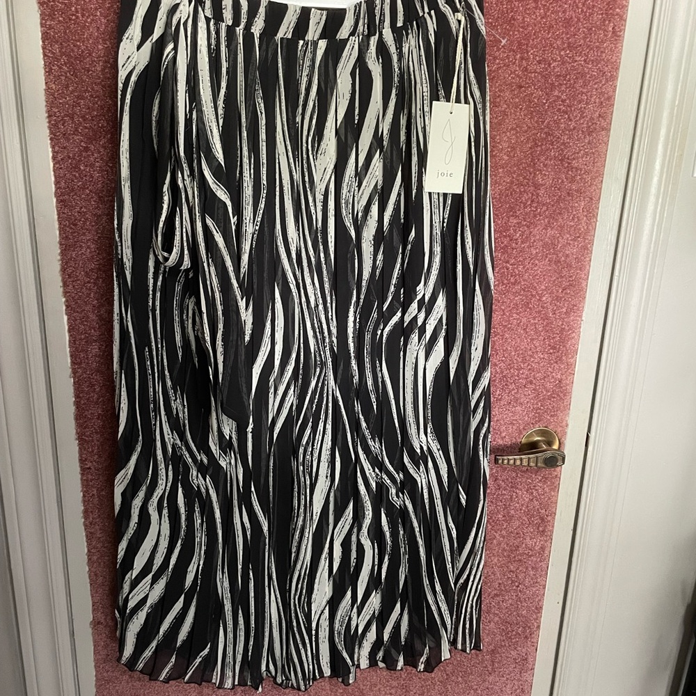 Joie Black and White Zebra Print Maxi Skirt with Belt